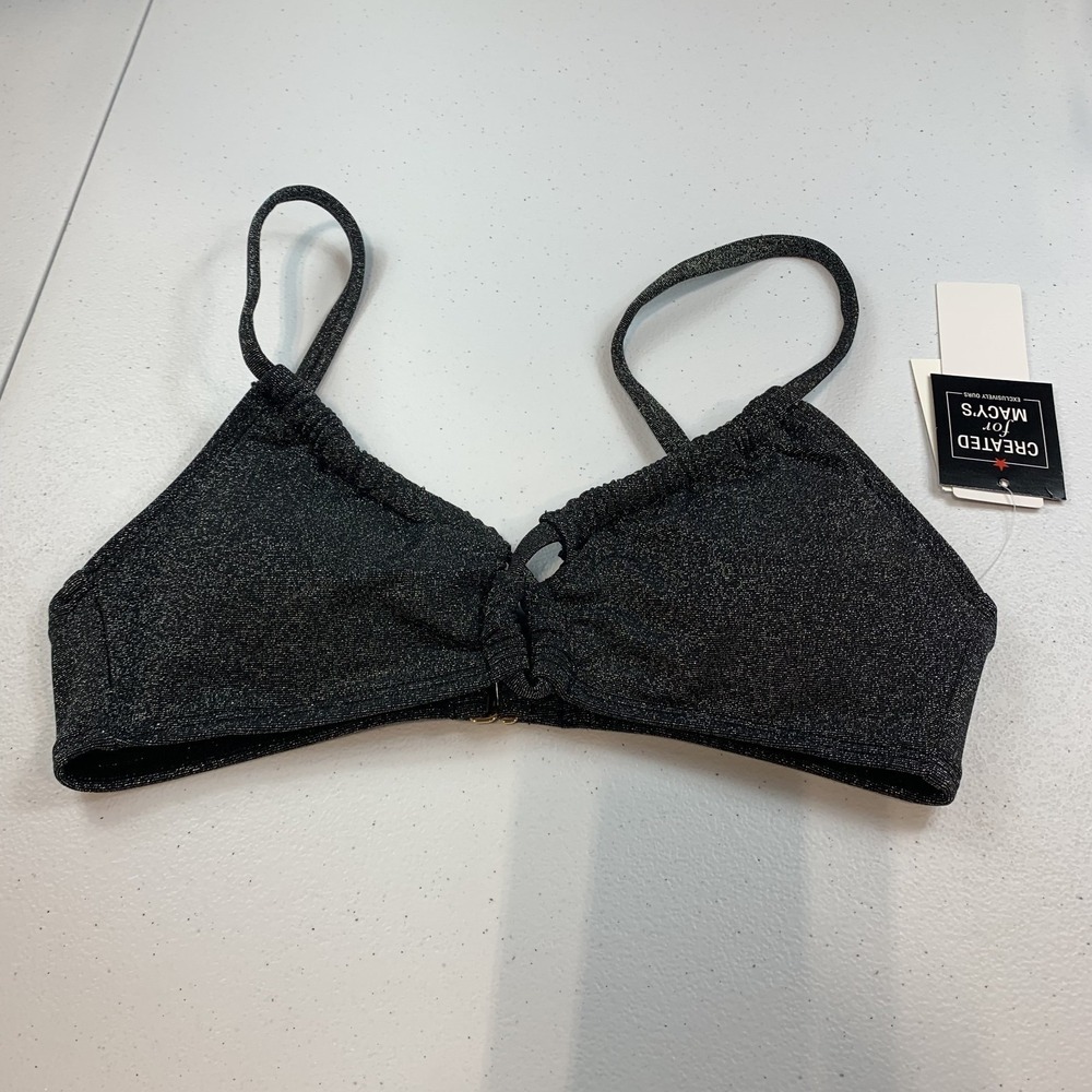 Salt‎ & Cove Junior's Swim Bikini Top XS Black Lurex Metallic Twist Front Beach